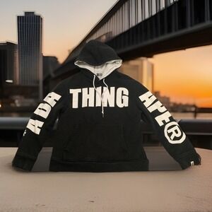 Bape Hoodie Spellout Pullover Black Slight Fade Men's M Hype A bathing ape